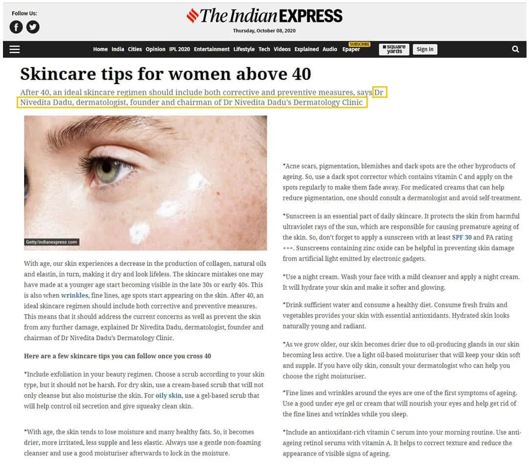 Skincare tips for women above 40